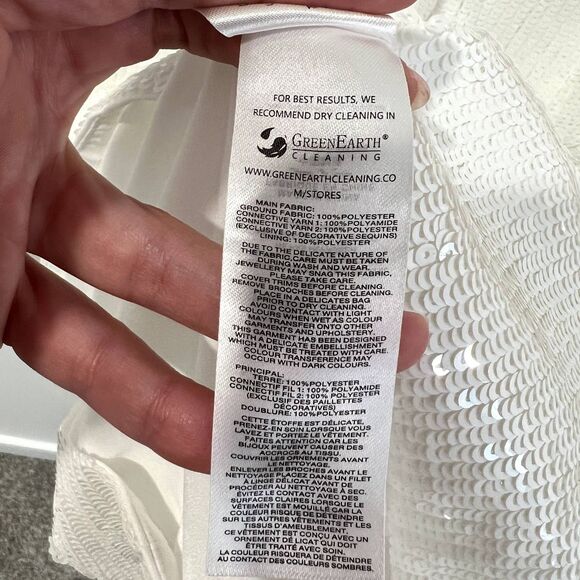 Self-Portrait White Sequin Mini Dress Flower Rhinestone - Picture 13 of 13